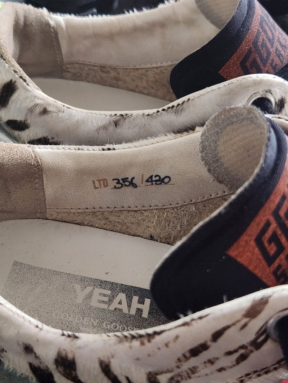 Golden Goose Yeah Size 37  White Sneakers with Hot Pink Star and Animal Print - Picture 11 of 12